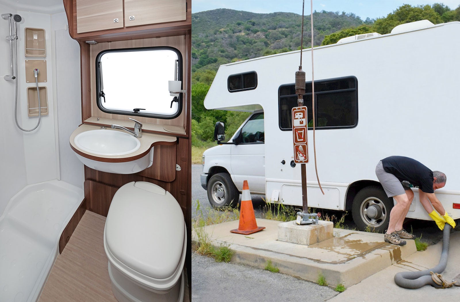 Portable RV/camper toilet and holding tank setup in Potsdam, New York